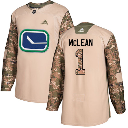 Adidas Canucks #1 Kirk Mclean Camo Authentic Veterans Day Stitched NHL Jersey - Click Image to Close